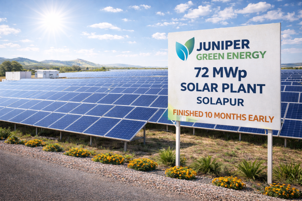 Juniper Green Energy Fires Up 72 MWp Solar Plant in Solapur, Finishes 10 Months Early